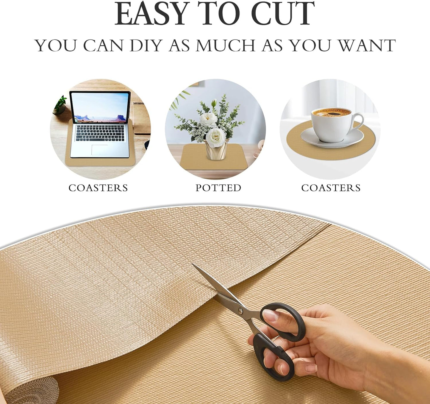 Beautysaid Shelf and Drawer Liner for Kitchen Cabinet, Non Adhesive Non Slip Shelf Paper Waterproof Washable Thickened for Dresser Pantry Shelve Bathroom Protector Liner(Beige,23.6 in x 10 FT)