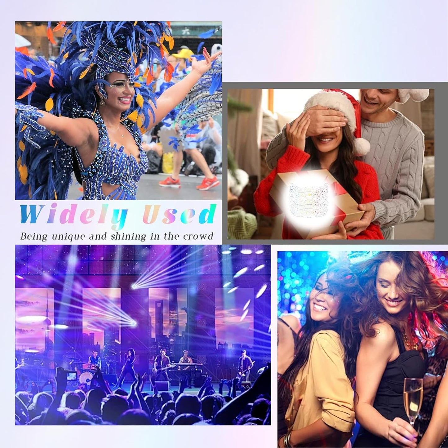 24 pcs Holographic Multichrome Glitter Freckles Face Tattoo, Waterproof Sparkle Face Glitter Speckles Patches for Women, Cute Star Glitter Temporary Tattoo Makeup Accessories for Festival Rave