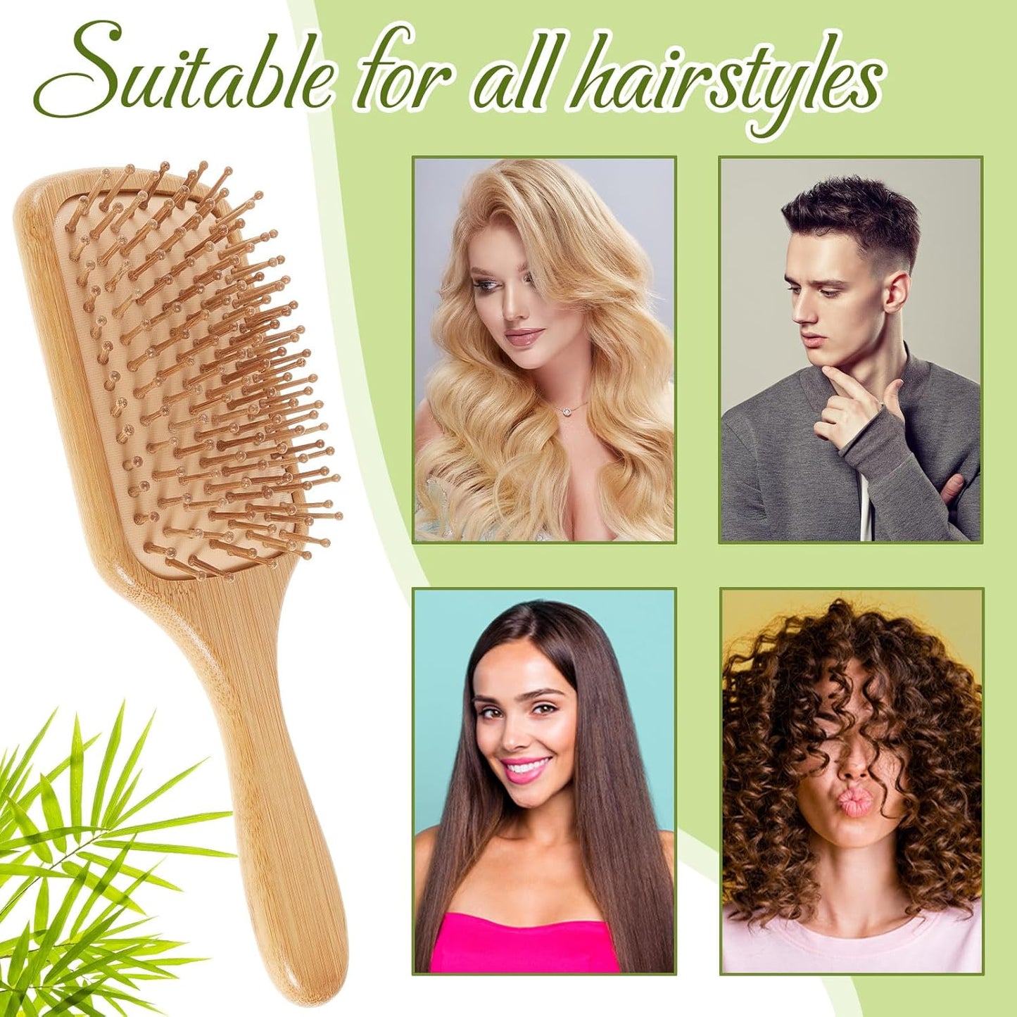 Tessco for you 12 Pcs Christmas Bamboo Hair Brushes Thanksgiving Bulk Wooden Paddle Brush Scalp Massage Bristle Anti Static Engraving DIY Gift for Women Wedding(9.65'' X 3.35'',Natural)