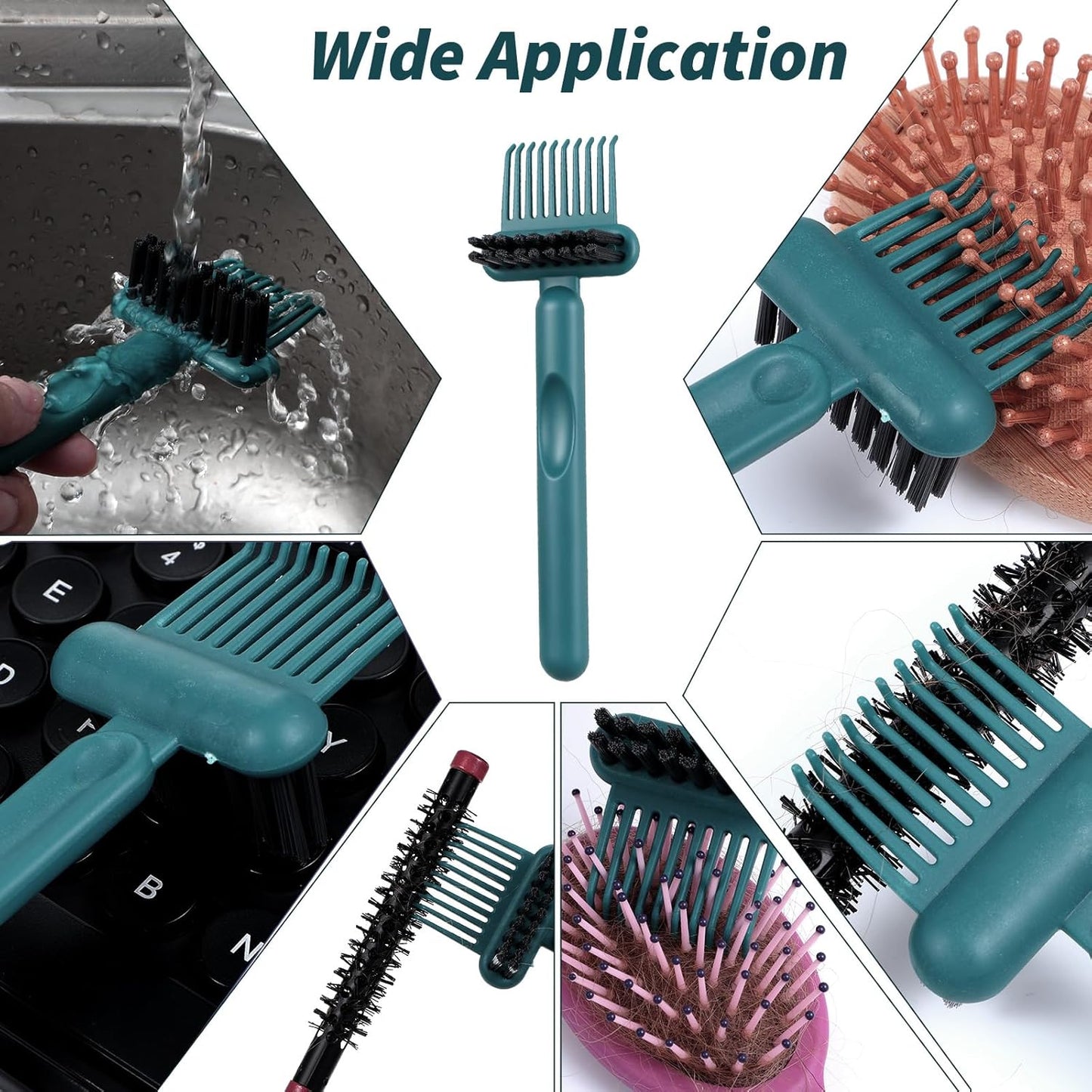 2Pcs 2-in-1 Hair Brush Cleaner and Remover Tools, Dual-Sided Comb Effective Hairbrush Cleaner for Removing Hair and Dust Home Salon Travel Use(Green)