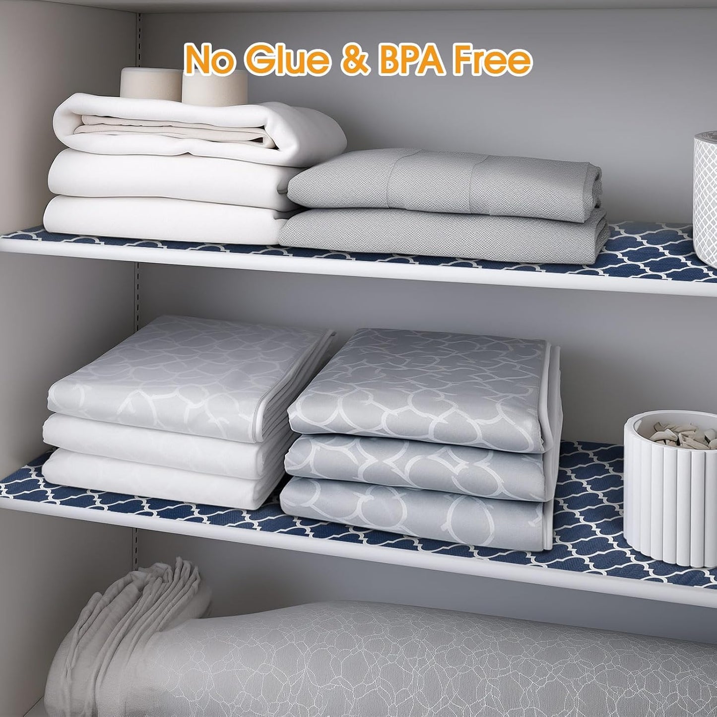 Shelf and Drawer Liner for Kitchen Cabinets Non-Adhesive, Strong Grip Non-Slip Thickened Cabinet Liners for Shelves, Waterproof Mats for Dresser Cupboard, Blue, 12 in x 20 Feet