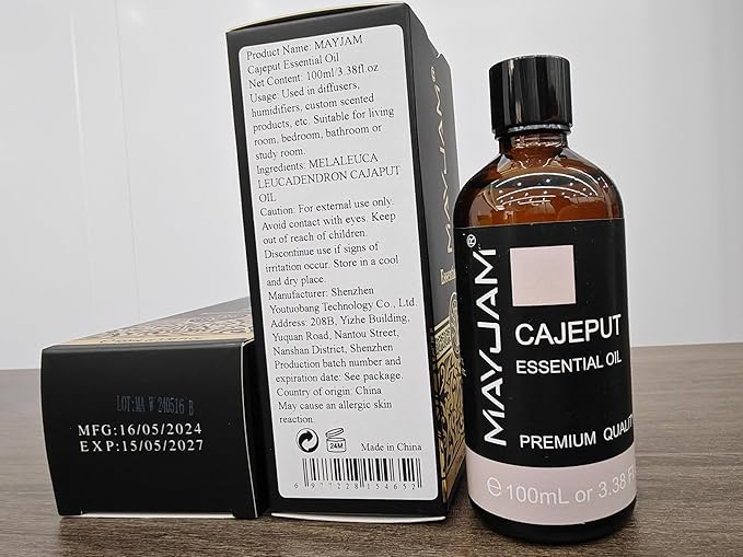 Cajeput Essential Oil, 3.38FL.OZ Pure Essential Oils with Glass Dropper, Large Volume Cajeput Oil, Perfect for Massage, DIY Candle and Soap Making(100ML)