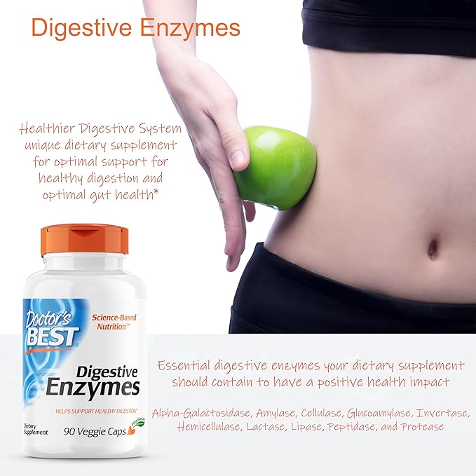 Doctor's Best Digestive Enzymes, Support Healthy Digestion, Optimal Intestinal Health, Non-GMO, Vegetarian 90VC