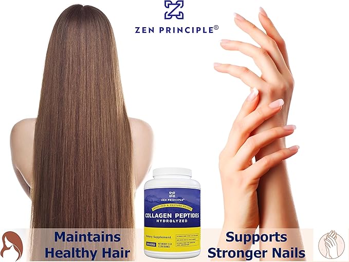 Zen Principle Grass-Fed Collagen Peptides 5 lb. Custom Anti-Aging Hydrolyzed Protein Powder for Healthy Hair, Skin, Joints & Nails. Paleo and Keto Friendly, GMO and Gluten Free, Pasture-Raised Bovine.