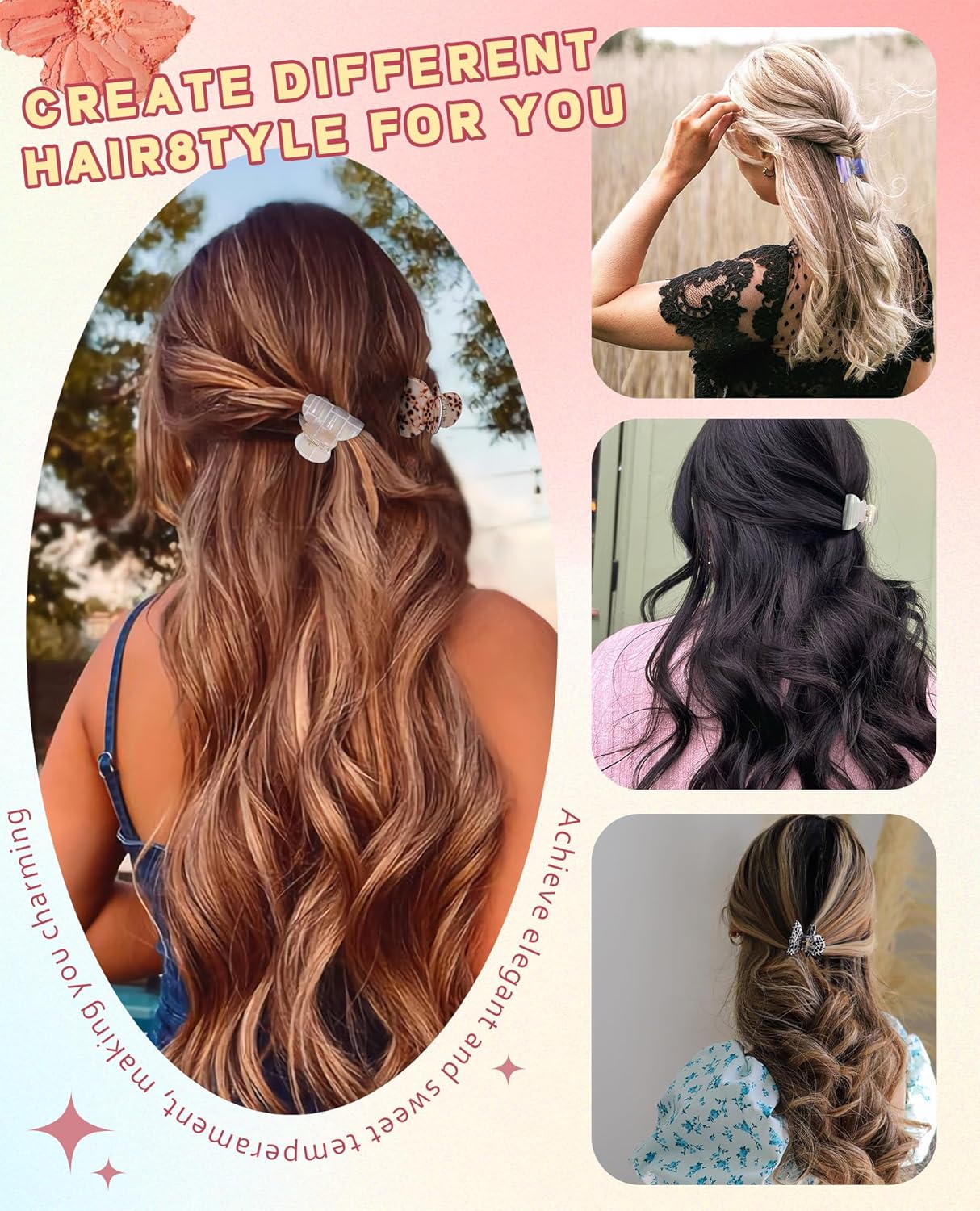 Claw Jaw Hair Clips 12PCS Small for Thin Hair Styling Mini Accessories Classic Clamp for Women Girls