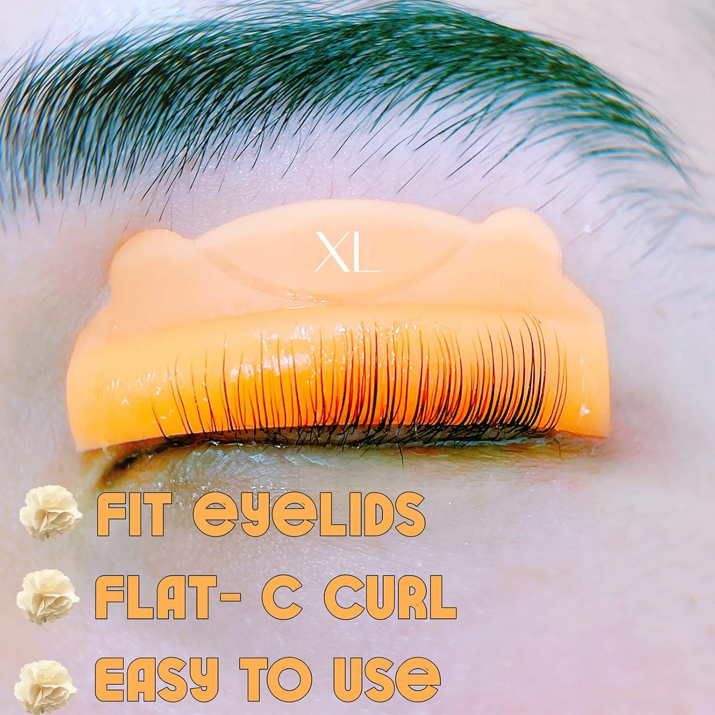 Lash Lift Pad, Eyelash Lift Shield, 5 Sizes Perm Rod DIY Lash Lifting at Home, Softer Perming Curlers Fit Eyes, Reusable Silicone Roller Orange Flat C curl Work with Glue Balm Very Well