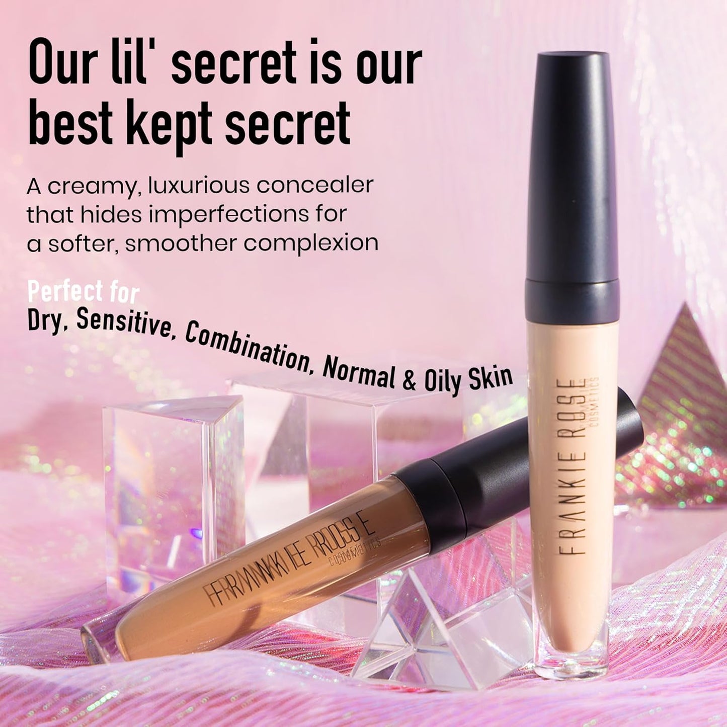 Frankie Rose Cosmetics Our Lil’ Secret Concealer - Full, Long Lasting Coverage for Dark Circles and Fine Lines - Easy to Blend - Soft, Smooth Complexion - Neutral