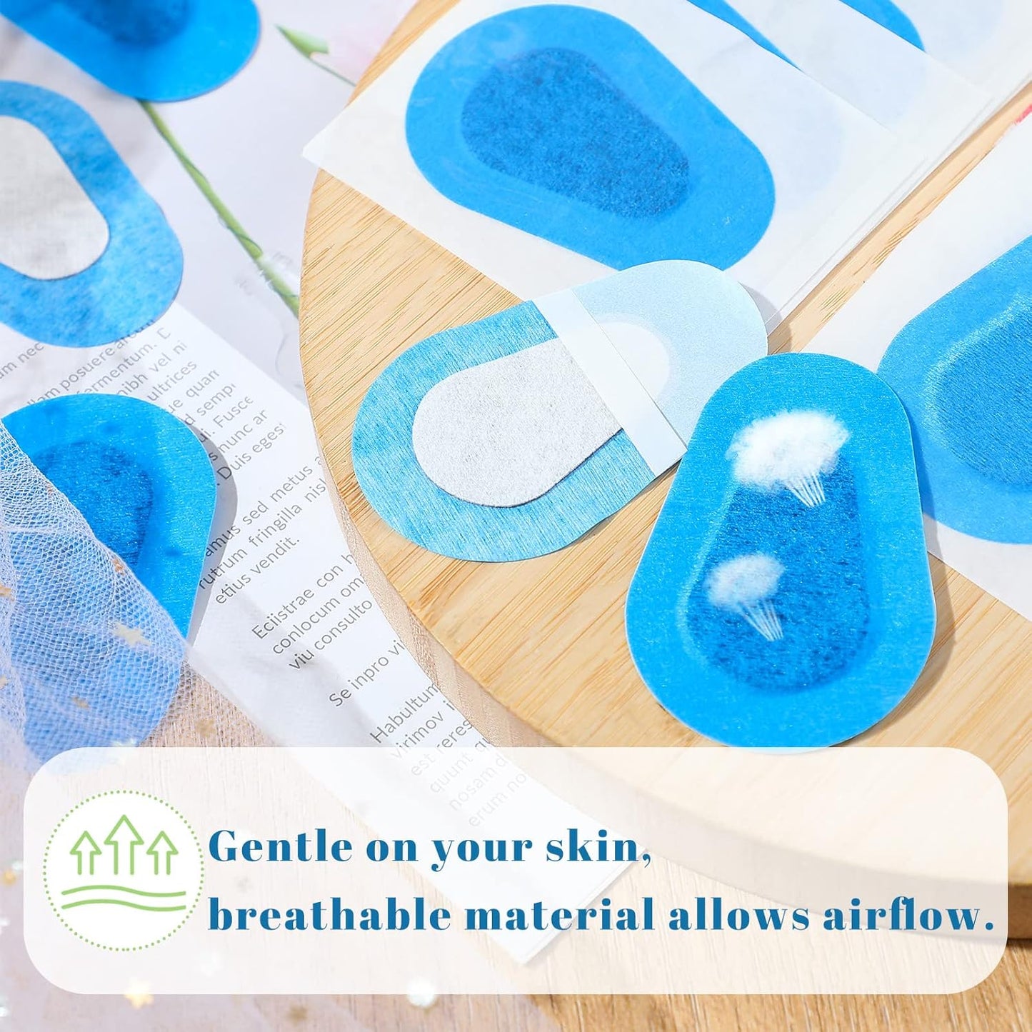 Panitay 40 Pcs Adhesive Eye Patches for Adults Disposable Breathable Medical Eye Patch for Amblyopia Lazy Latex Free Adhesive Bandages for Men(3.3 x 2.3 Inch,Blue)