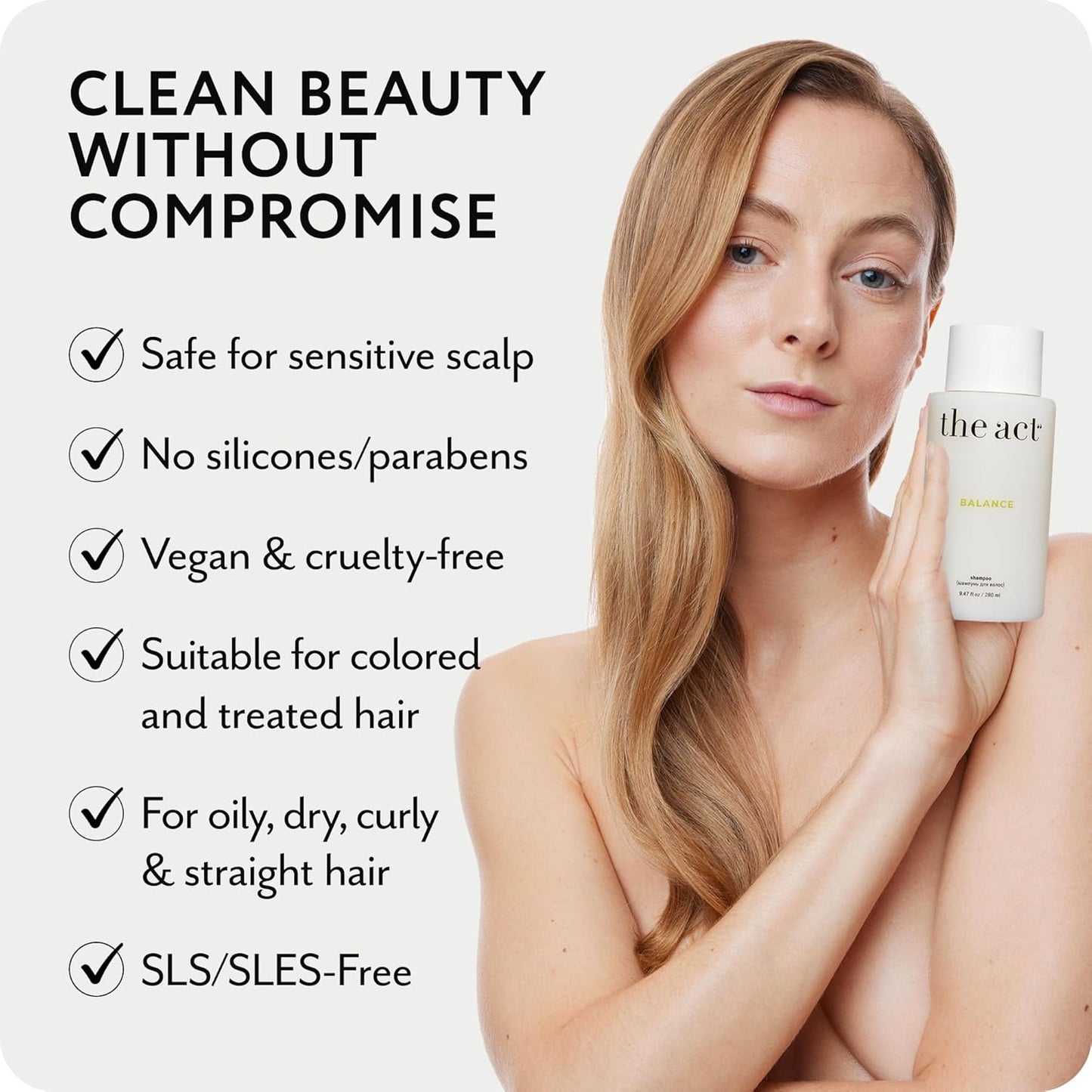 The Act Balance Shampoo for Oily Hair β Anti-Flake & Clarifying Scalp Shampoo β Sulfate-Free, Vegan, Hydrating, pH-Balanced β Moisturizing Clean Beauty β 9.47 Fl Oz