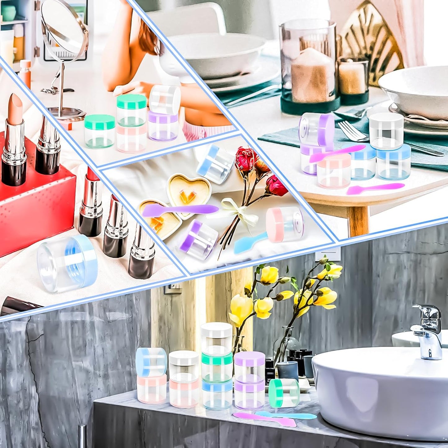 MotBach 35 Pack 20g Plastic Jars Containers, 20ml Travel Size Container Jars with Lids, 0.7oz Round Clear Cosmetic Container Jar for Travel Cream Makeup Cosmetic Sample Lip Balm Salve Beauty Lotion