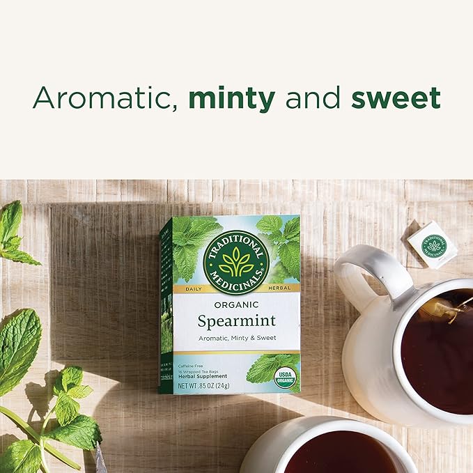 Traditional Medicinals Tea, Organic Spearmint, Supports Everyday Wellness, Healthy & Refreshing, 48 Tea Bags (3 Pack)