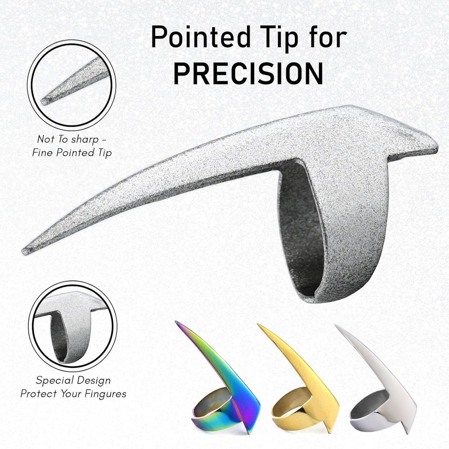 Hair Parting & Sectioning Ring - Stainless Steel Finger Braiding Hair Pick Tools for Durable Dreadlocks Wig, Curling, Weaving Quick Installation of Remy Human Hair Extensions (1pc, Glitter Silver)