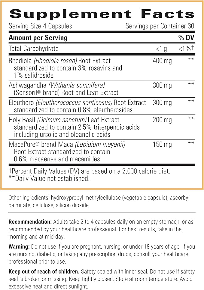 Integrative Therapeutics HPA Adapt - Supports a Healthy Stress Response* - Positive Outlook Supplement with Ashwagandha, Maca, Holy Basil & Rhodiola - Gluten-Free & Soy-Free - 120 Vegan Capsules