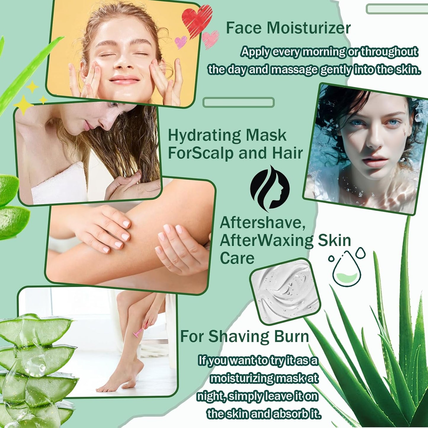 99% Purity Aloe Vera Gel - Hydrating Aloe Vera Gel for Face and Skin,No Sticky Moisturizing Aloe Gel(5 pcs) B