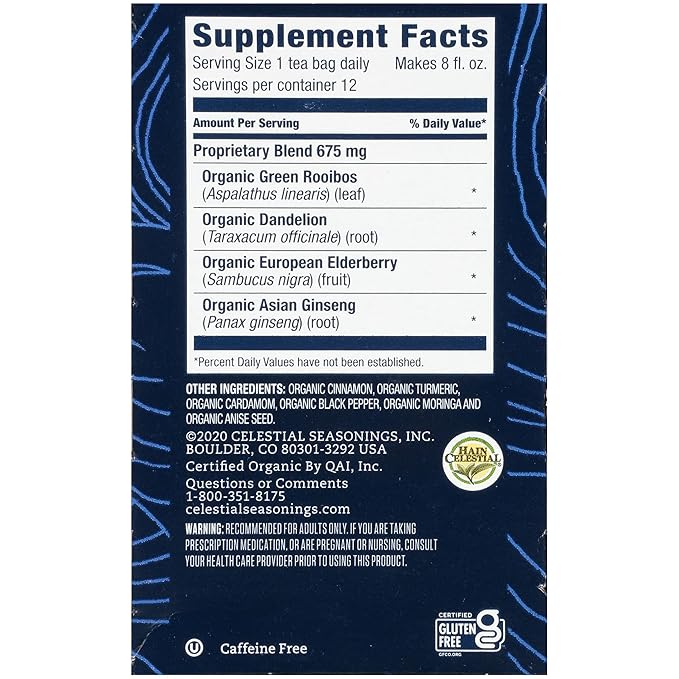 Celestial Seasonings TeaWell Herbal Tea, Daily Wellness, Organic Turmeric Spice, 12 Count
