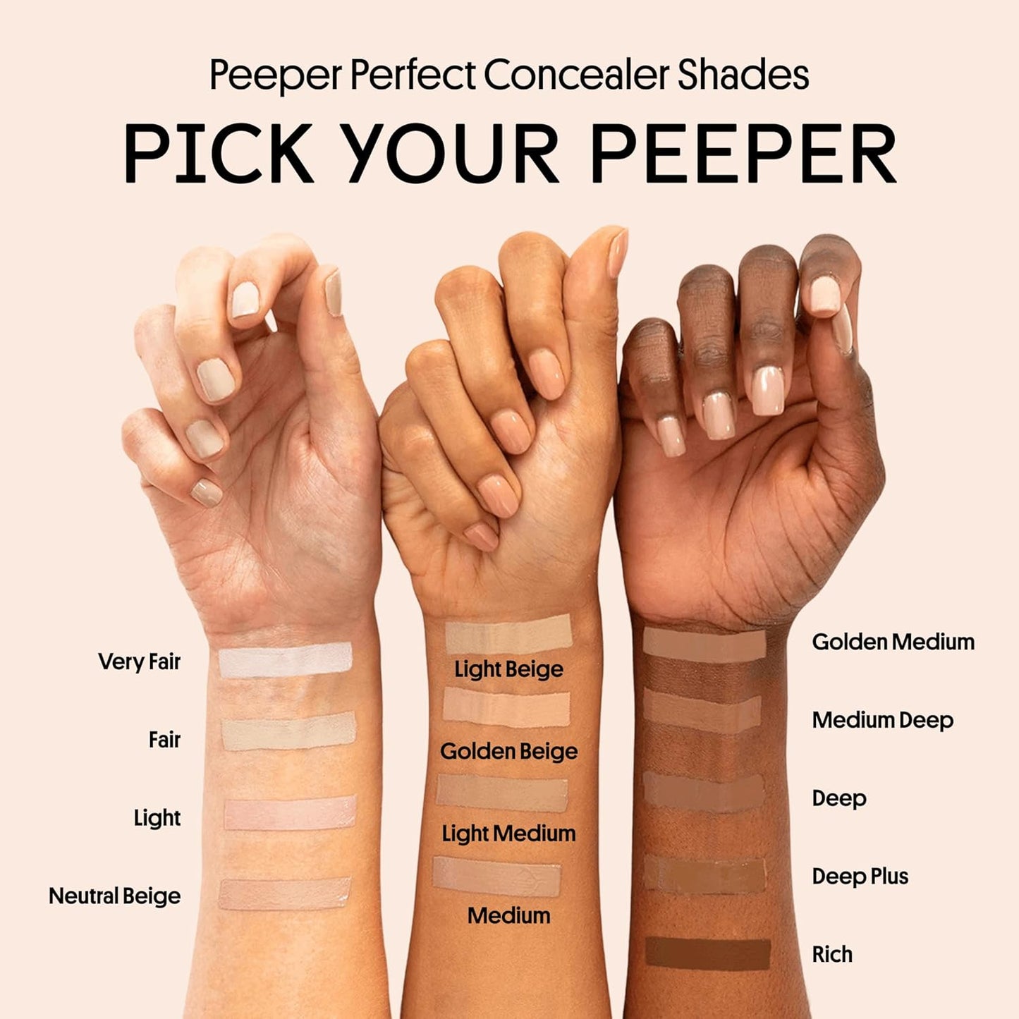 Winky Lux Peeper Perfect Under Eye Concealer, Makeup & Eye Brightener, Full Coverage Concealer for Dark Circles, Color Corrector & Eye Primer, With Collagen, Hyaluronic Acid & Vitamin E (Very Fair)