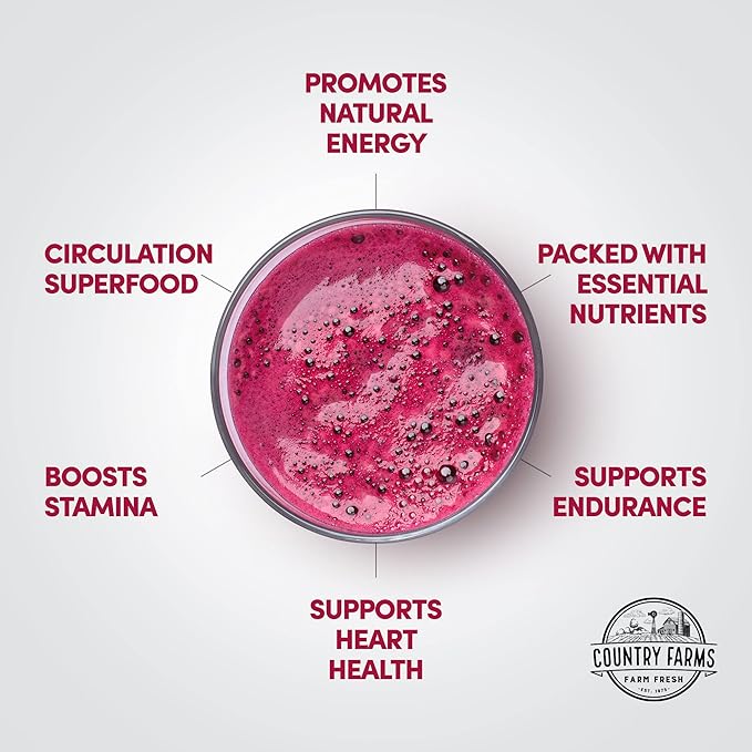 COUNTRY FARMS Bountiful Beets, Wholefood Beet Extract Superfood, Helps Support Healthy Circulation and Promote Energy, Nitric Oxide Boost, Cherry Flavor, 30 Servings