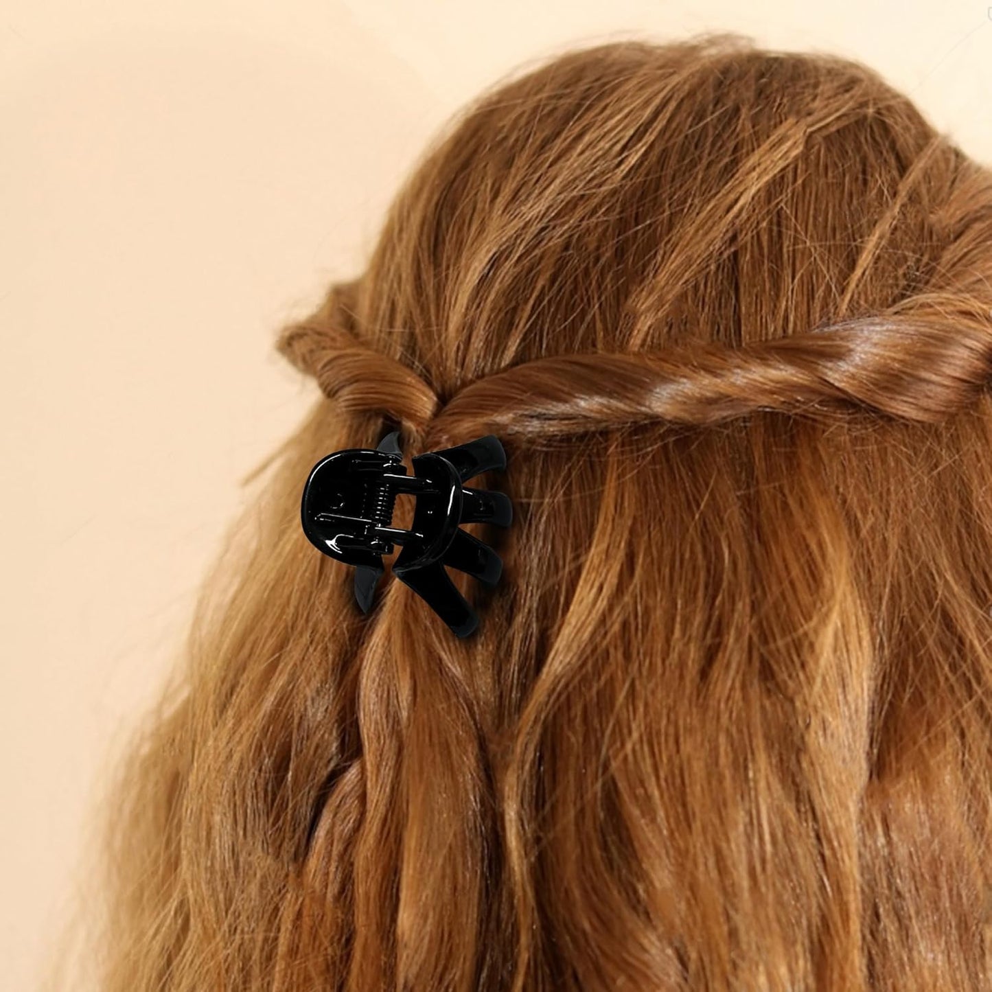 4cm Black Octopus Claw Clips Strong Grip Small Medium Hair Clips With Teeth Non-slips Medium Flat Round Hair Claw Clips for Women and Girls Thin toThick Hair Holder Pony, Half Bun, Styling.