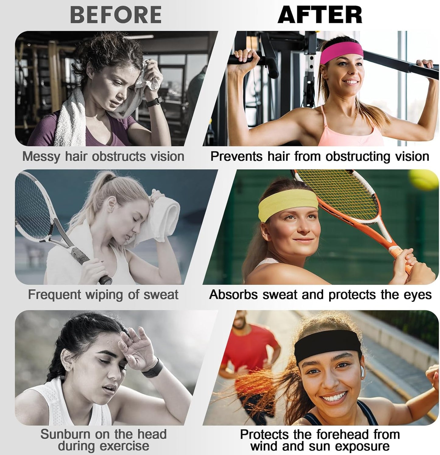 10 PCS Headbands for Women - Fashion Non Slip Cotton Headbands for Women and Men Perfect for Sports and Outdoor Activities in Summer,Including Running, Yoga, Cycling, Gym Workouts