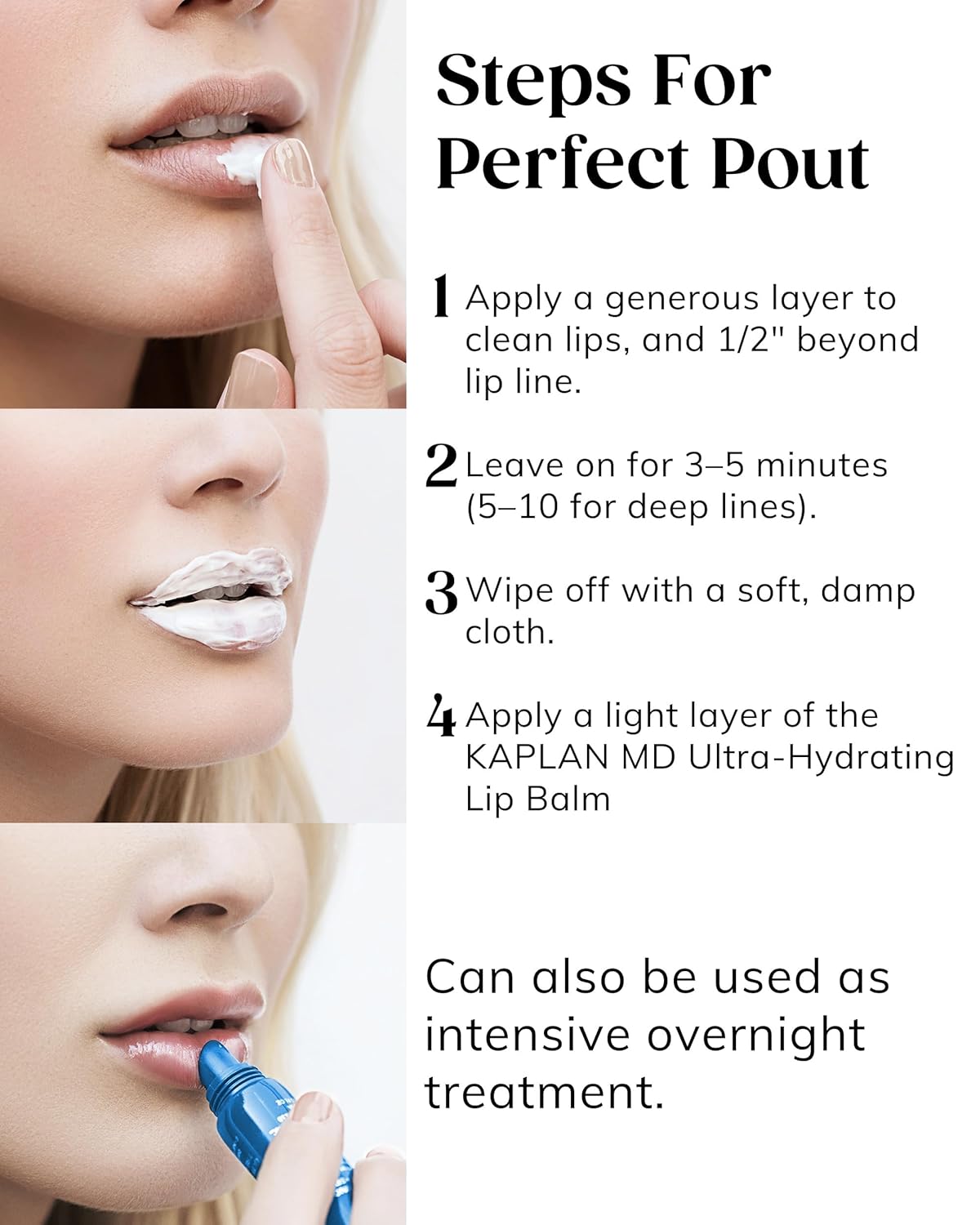 KAPLAN MD Perfect Pout Lip Mask & SPF 30 Lip Balm Duo – Hydrating Treatment with Hyaluronic Acid – Lip Mask (1 oz) + Rose Blush Balm (0.35 oz)