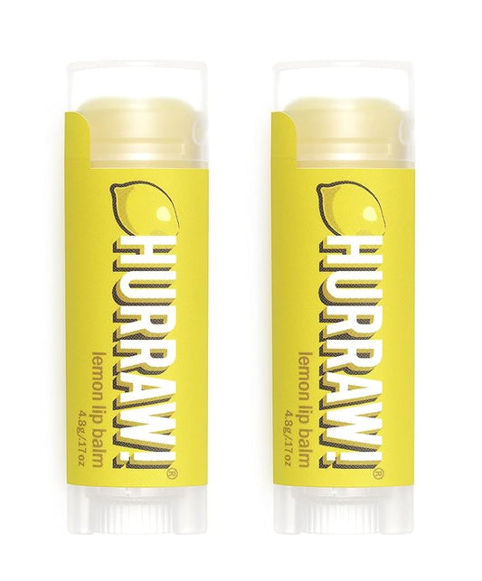 Hurraw! Lemon Lip Balm, 2 Pack: Organic, Certified Vegan, Cruelty and Gluten Free. Non-GMO, 100% Natural Ingredients. Bee, Shea, Soy and Palm Free. Made in USA