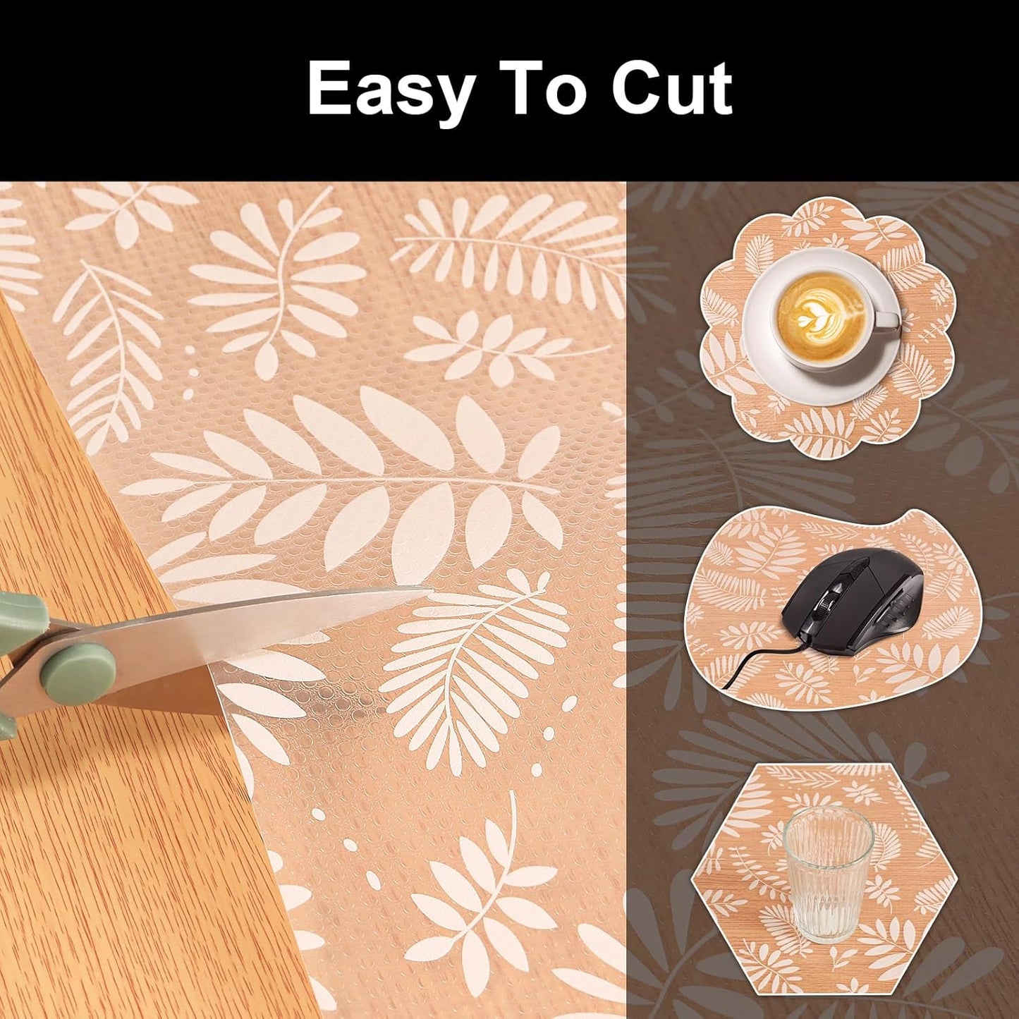 Cooyes Shelf Liners for Kitchen Cabinets Waterproof & Oil-Proof Kitchen Cupboard Mats Non-Slip Drawer Mats EVA Material Non Adhesive Fridge Liner for Shelves