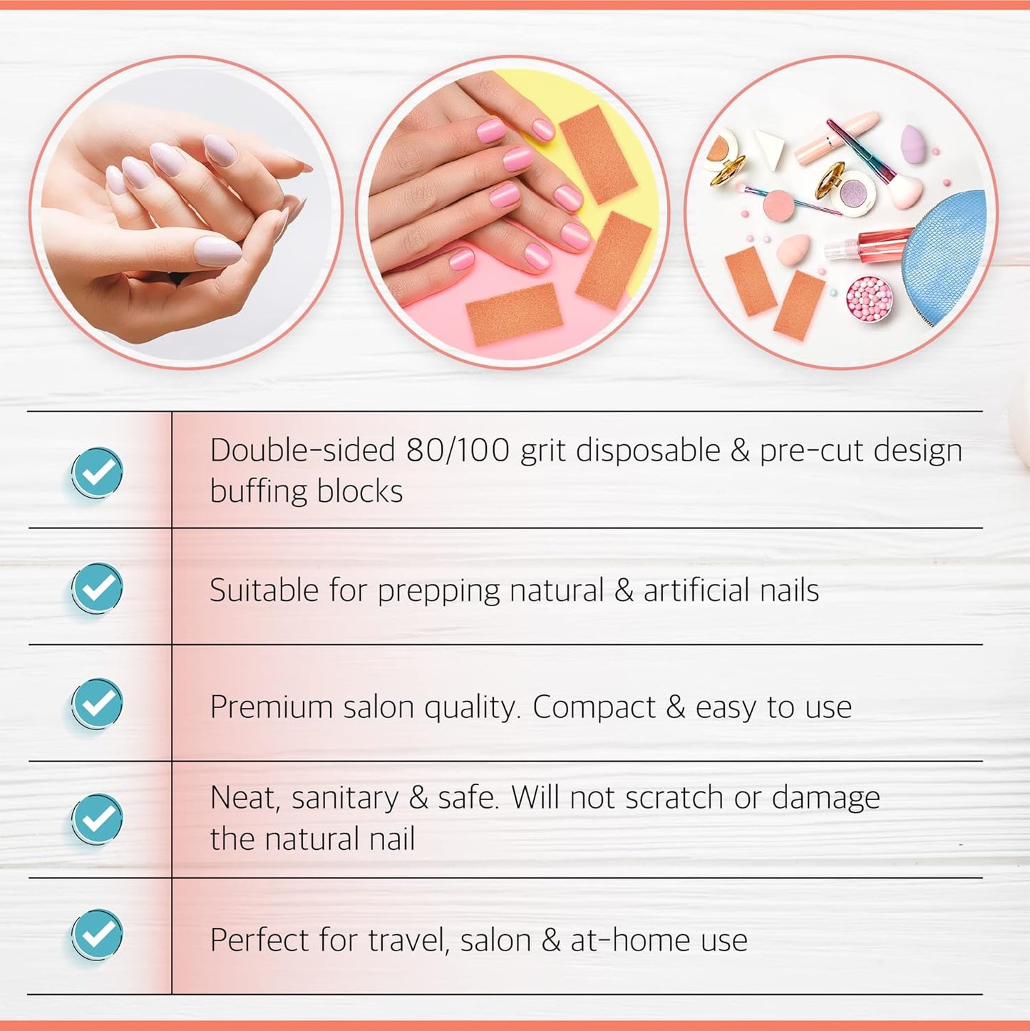 Slim Orange Buffer Set – (80/100 Grit) - 50 Ct- Professional Grade Salon Quality Nail Buffing Blocks Pack for Pre-Application of Polish, Gel, Acrylic, Double-Sided Nail Buffer Blocks