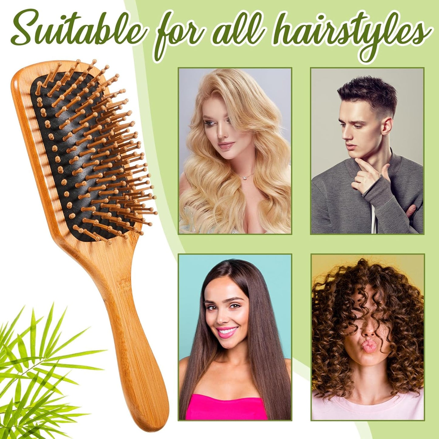 Tessco for you 12 Pcs Christmas Bamboo Hair Brushes Thanksgiving Bulk Wooden Paddle Brush Scalp Massage Bristle Anti Static Engraving DIY Gift for Women Wedding(9.65'' X 3.35'',Black)