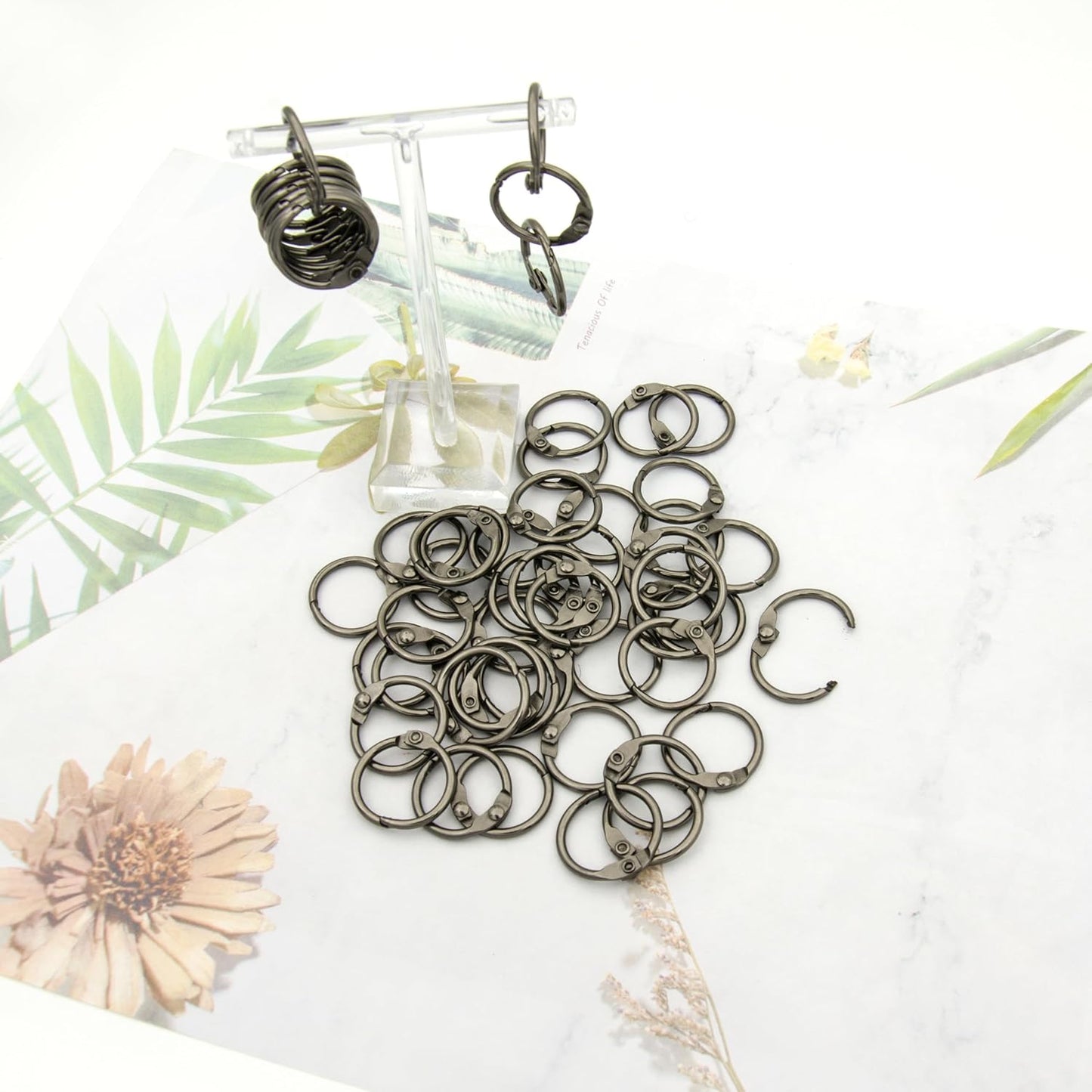 Loose Leaf Binder Rings Inner Dia: 0.65 inch(16mm) 100pcs Metal Gun Black Book Binder Rings Paper Rings Clips Key Rings Index Cards Rings Great for Home School Office