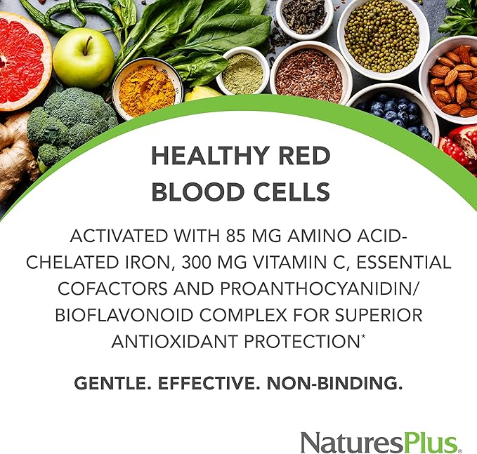 NaturesPlus Hema-Plex Iron - 60 Fast-Acting Softgels - 3 Pack - 85 mg Iron + Vitamin C & Bioflavonoids for Healthy Red Blood Cells - Vegan, Gluten Free - 60 Total Servings
