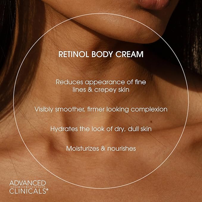 Advanced Clinicals Retinol Body Lotion + Firming Collagen Body Oil 2pc Set | Fragrance Free Retinol Cream Face Moisturizer + Collagen Massage Body Oil | Crepey Skin Care Treatment, 2pc Bundle