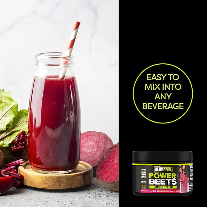 Healthy Delights Nature Fuel Power Beets - Super Concentrated Non-GMO Beet Juice Powder - Delicious Mixed Berry Flavor - 30 Servings - Pantry Friendly (Packaging May Vary)