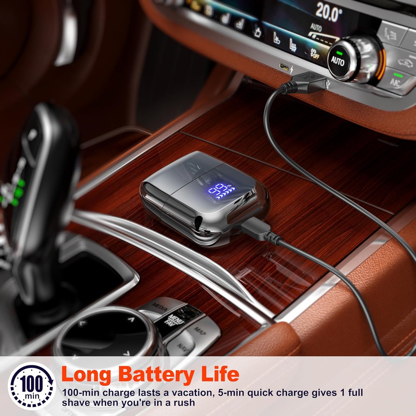 Telfun Mini Electric Foil Shavers for Men, Portable Men's Travel Facial Hair Groomer, USB-C Electric Beard Shaver with Full Body Waterproof & Big LED Display, Close Face Shaver for Head, Beard, & Neck