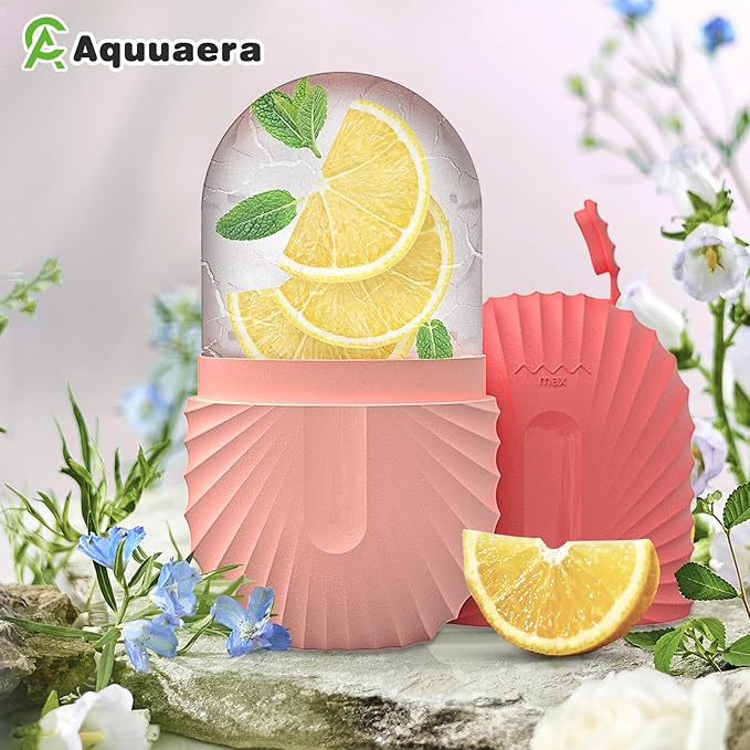 Ice Roller for Face and Eye,Ice Cube Roller Massager for Skin Women Care Tools, Naturally Conditioning De-Puff Eye Bags, Reduce Migraine Pain, Reusable Massage Silicone Ice Mold (Pink)