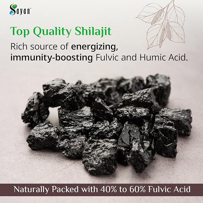 Sayan Shilajit Pure Organic Black Resin Mineral Tablets - Premium Quality Supplement Drops for Men and Women (60 Tablets, 1-2 Month Supply) for Immune Support, Natural Detox, and Energy Boost