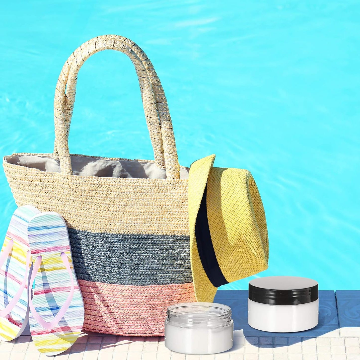 SATINIOR 6 Pack 4 oz Plastic Jars Containers with Lids Wide-mouth Refillable Leakproof Reusable Round Empty Jars for Travel Cosmetic Dry Food Spice Candy Cookie Home Kitchen Organizing(Black)