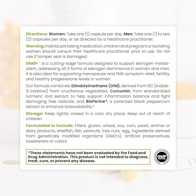 Pure Therapro Rx DIM 3+ | 60 Vegan Caps - 2 Month Supply | DIM, Curcumin & BioPerine, Supports Healthy Estrogen Metabolism in Men & Women, Antioxidant & Detoxification Support, Pharmaceutical Grade