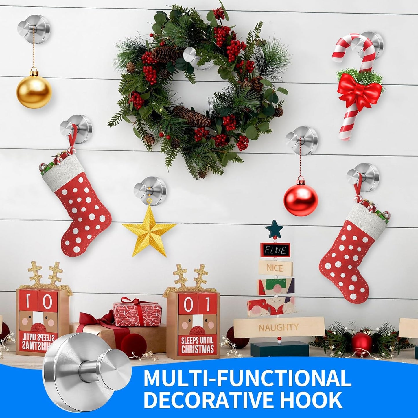 Suction Cup Hooks for Shower No Drill - Heavy Duty Stainless Steel Bathroom Hooks, Wall Mounted for Towels, Robes, Loofah - Works on Tile, Glass, Mirror, Kitchen (Matte Black, 2 Pack)