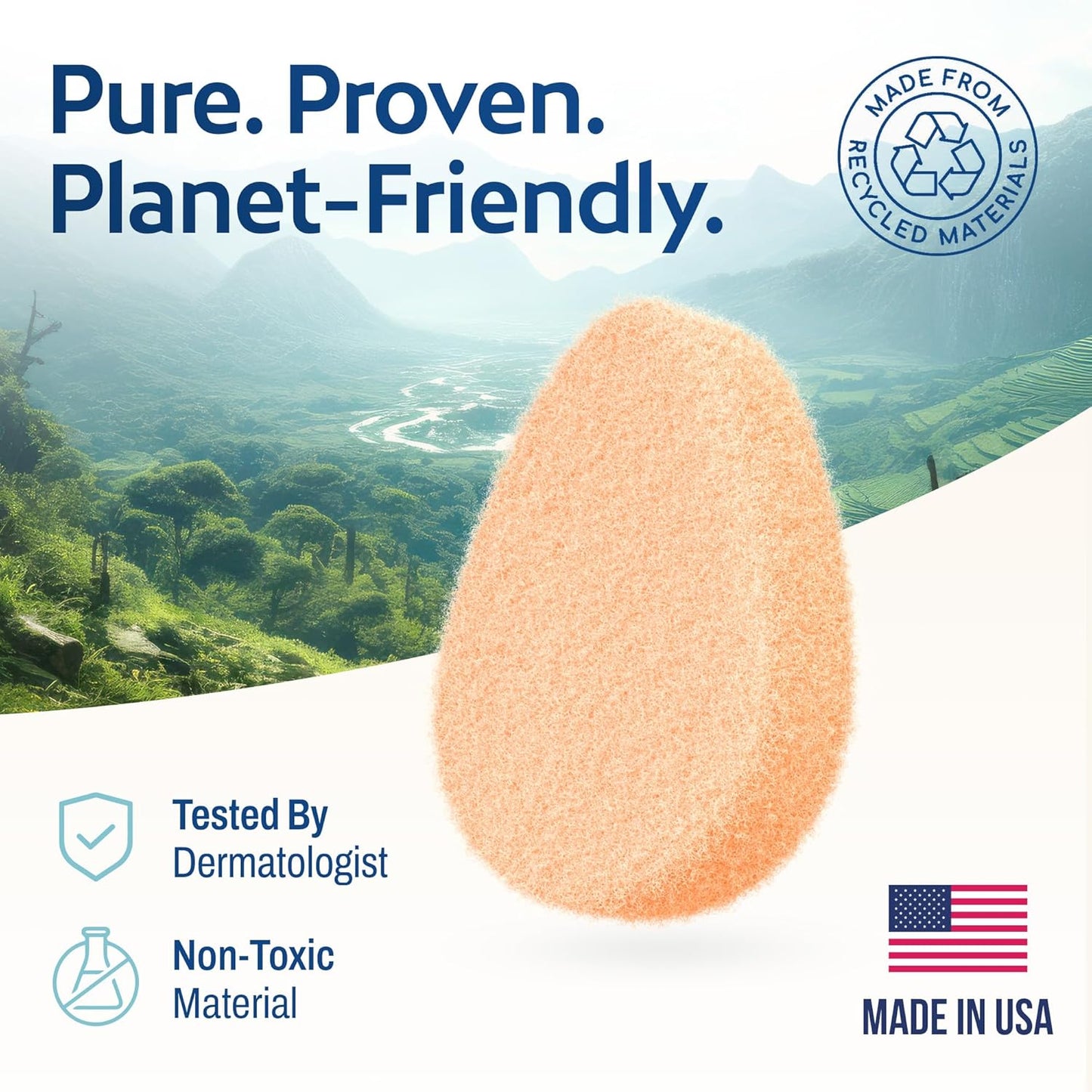 HartFelt 8ct Tear Drop Face Scrubber for Women | Reusable Facial Sponges for Daily Cleansing | Facial Exfoliating Pads for Removing Dead Skin, Dirt & Makeup | Made in USA