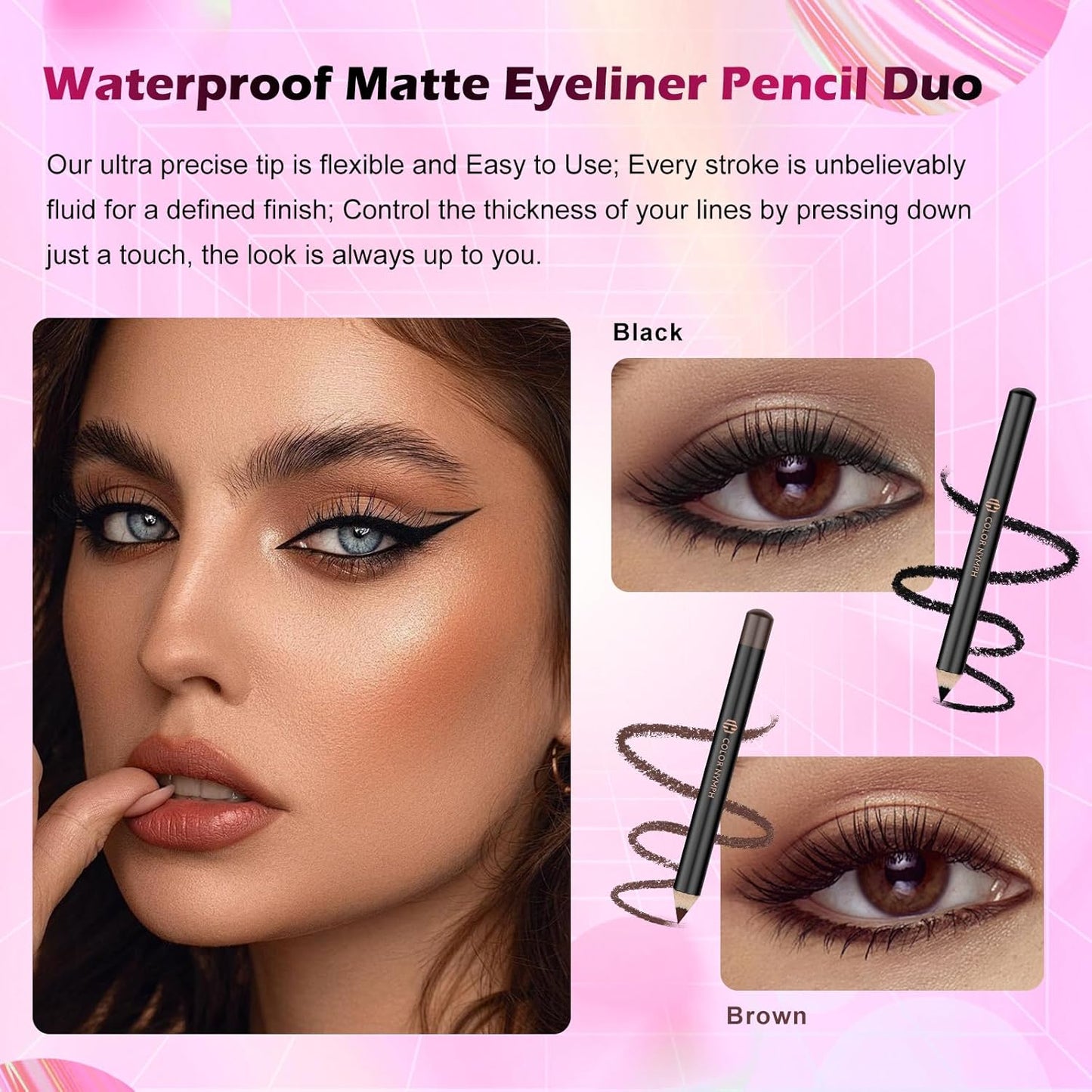 Color Nymph Makeup Kit for Teen Girls, All-in-One Beginner Makeup Set with Eyeshadow, Blush, Highlighter, Bronzer, Contour, Lipsticks, Eyeliner, Brushes & Mirror in Train Case (Starry Black)