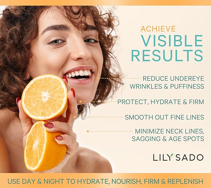 LILY SADO CITRUS KISSโข Vitamin C Moisturizer - Anti-Wrinkle Natural Vegan Daily Face Moisturizing Lotion - Hydrates, Softens, Firms & Tones for Healthy, Glowing & Radiant Skin. For Women & Men