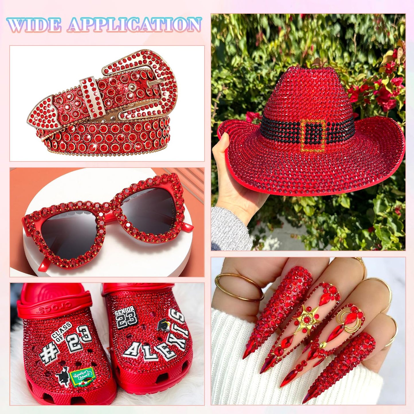 30000Pcs Resin Rhinestones for Bedazzling with 3Pcs B7000 Jewelry Glue, Red Flatback Gems Rhinestones for Crafting, Clothing Tumblers Mugs Shoes Fabric Decor Nail Art