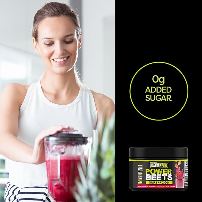 Healthy Delights Nature Fuel Power Beets - Super Concentrated Non-GMO Beet Juice Powder - Delicious Mixed Berry Flavor - 30 Servings - Pantry Friendly (Packaging May Vary)
