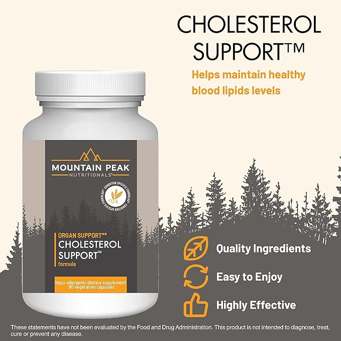 Mountain Peak Nutritionals Cholesterol Support - Helps Support Healthy Cholesterol Levels - Artichoke Extract - Hypoallergenic Dietary Supplement (90 Vegetarian Capsules)