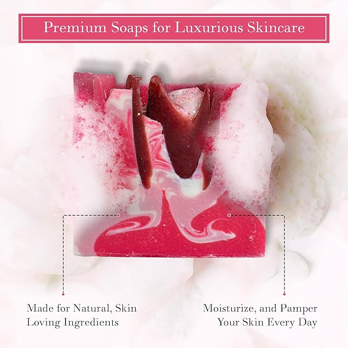 FinchBerry Rosey Posey Gift Set - Ideal Gifts Romantic Occasions, Anniversaries, Birthdays, Womenโs Day, Housewarming, or Get Well Soon - Spa Gift Set With Handmade Soap, Fizzy Salt Soak & Soap Dish