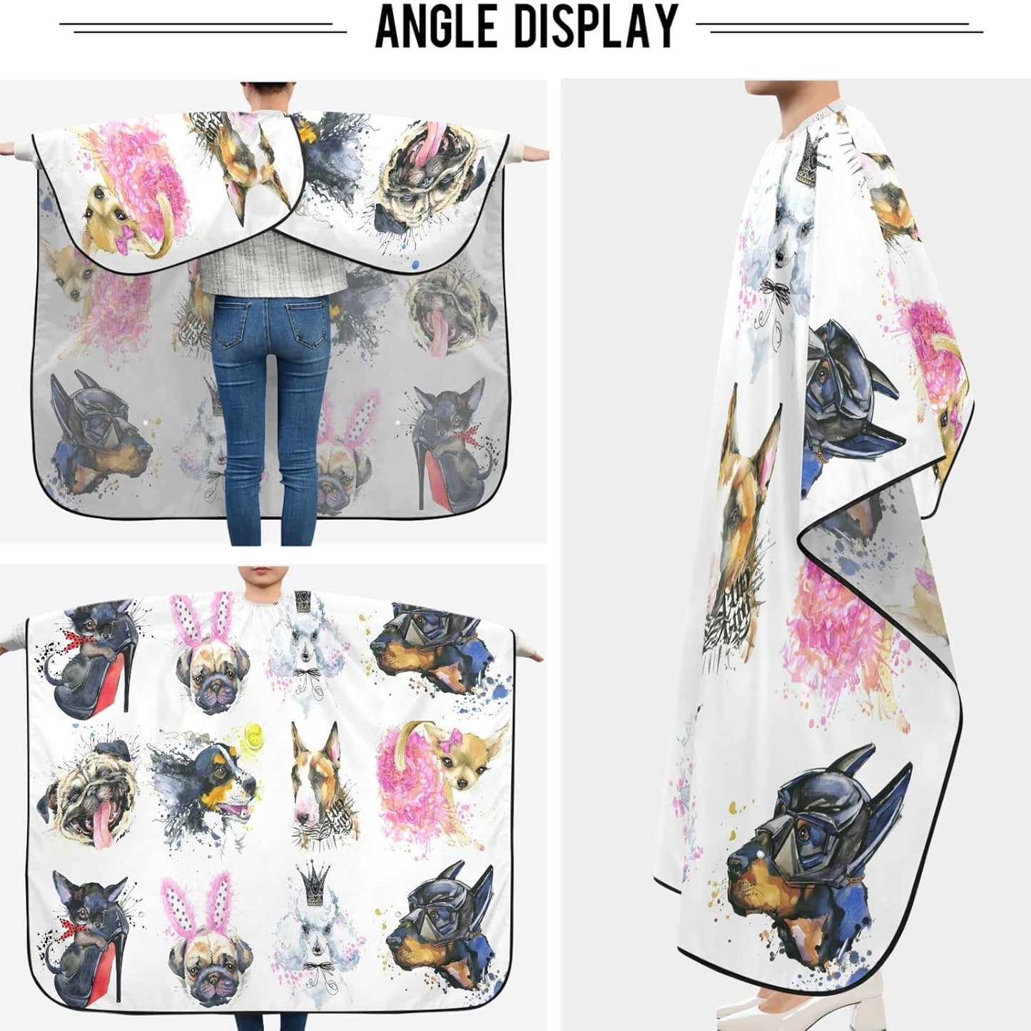 visesunny Barber Cape Dog Polyester Hair Cutting Salon Cape Apron Anti-Static Haircut Water-Resistant Shaving Cloth Beard Shaving Bib Hairdressing Cape