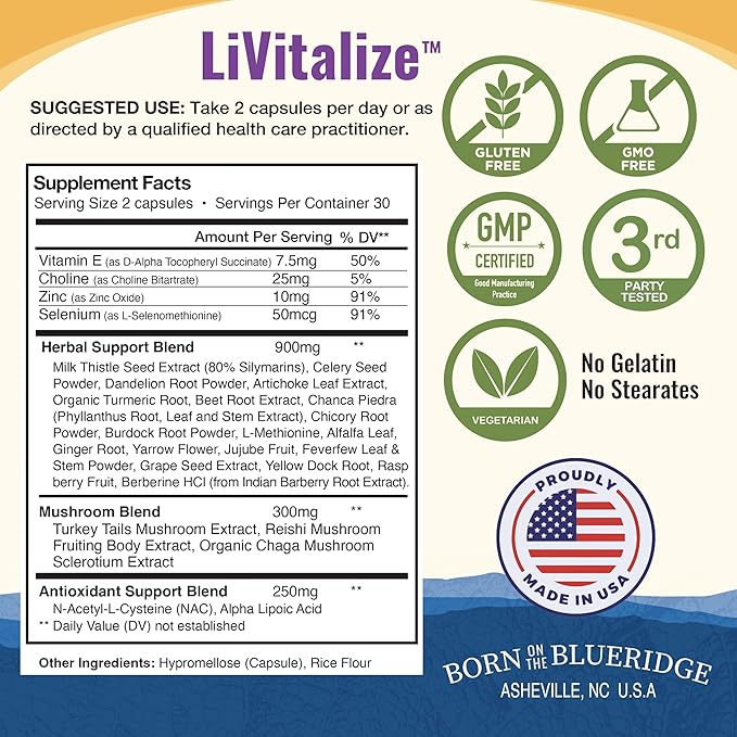 LiVitalize 28-in-1 Liver Health Support 1540mg, 60 60 Capsules