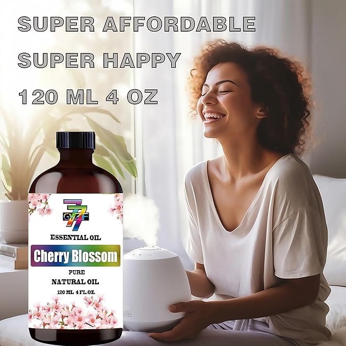 Cherry Blossom Essential Oil (4 oz) โ 100% Pure Fragrance Oil for Diffusers, Humidifiers, Relaxation, Bath, Candles, Soap Making, DIY, Home Cleaning, Gifts
