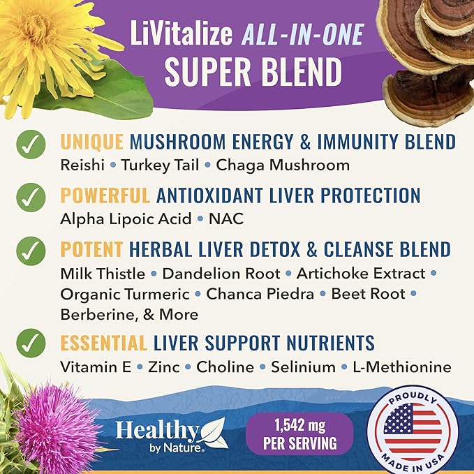 LiVitalize 28-in-1 Liver Health Support 1540mg, 60 60 Capsules