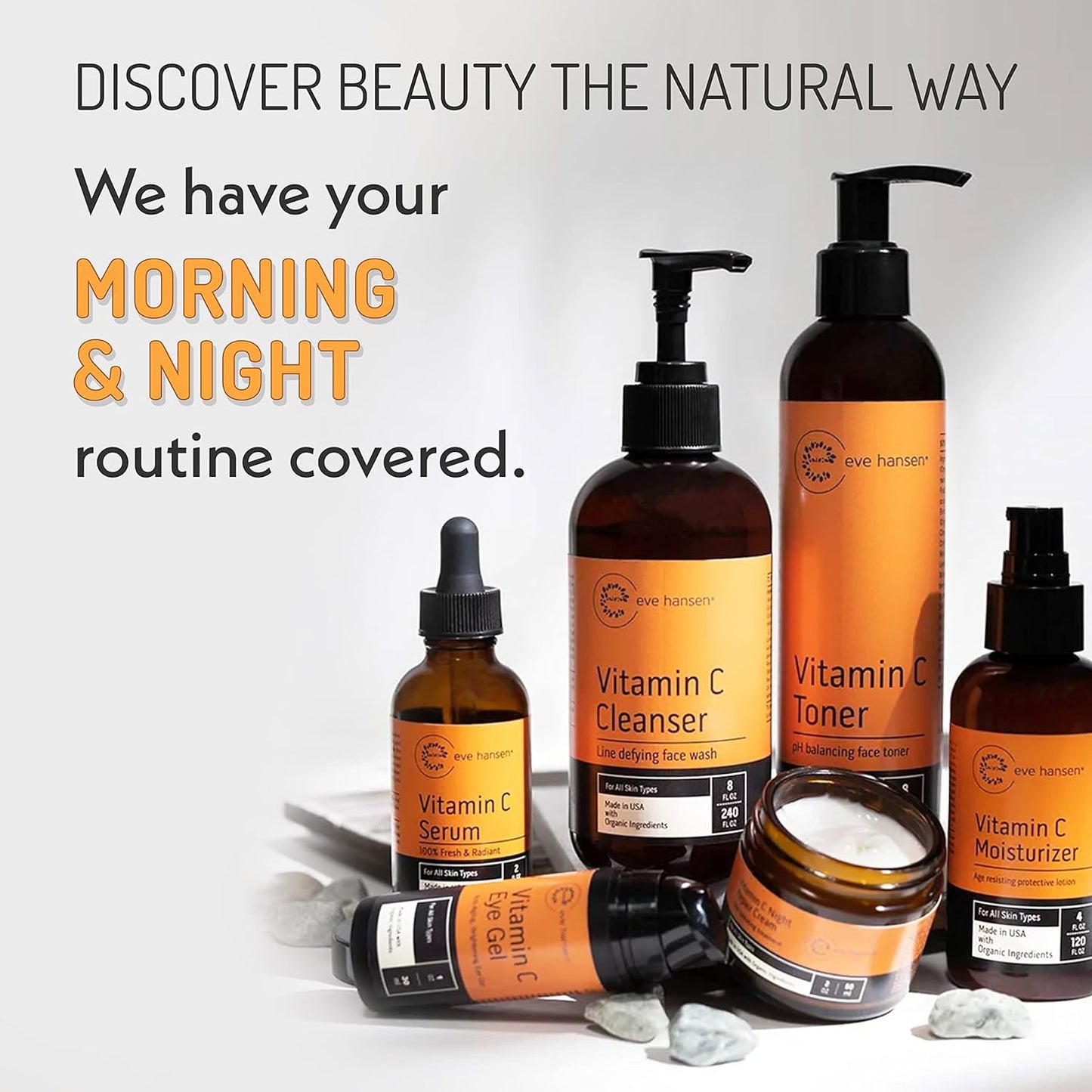 Eve Hansen Vitamin C Face Moisturizer - Lightweight Hydrating Cream with Vitamin B, Green Tea, Jojoba Oil - Cruelty-Free & Natural Ingredients - 4 oz